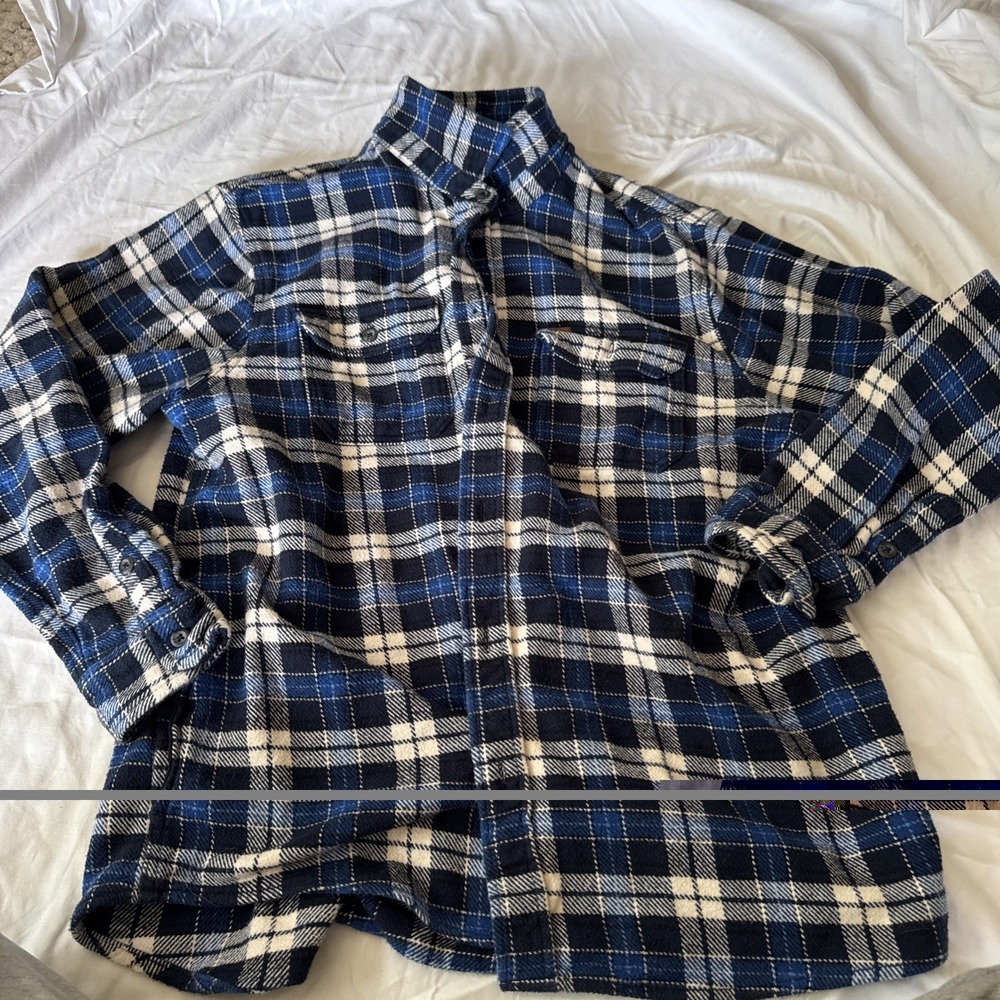 OrvIs‎ Blue Plaid Men's XXL Thick Flannel Shirt Button Down